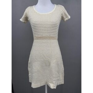 Sparrow Anthropologie Sweater Dress Small Gold Metallic Knit Angora Wool Twee